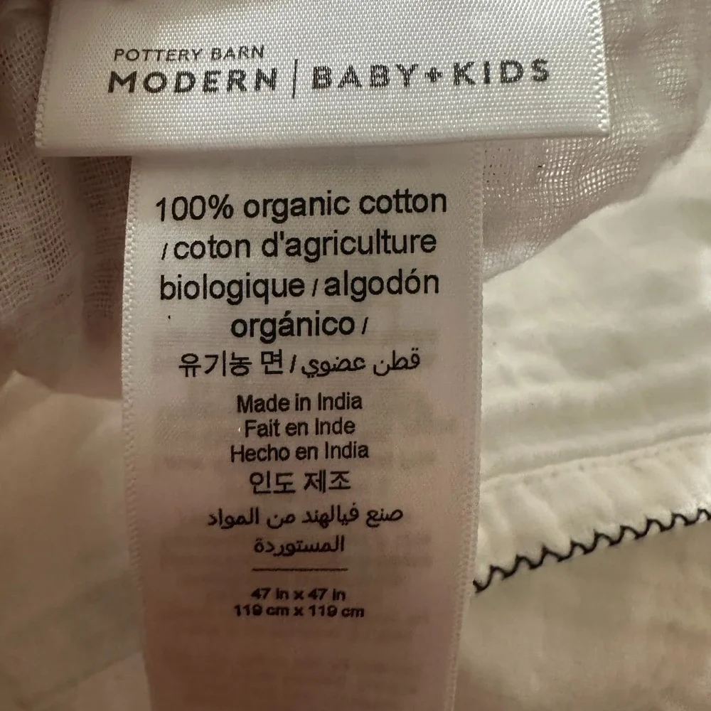 Pottery Barn Modern Baby Kids Organic Cotton Muslin Milestone Blanket 47x47